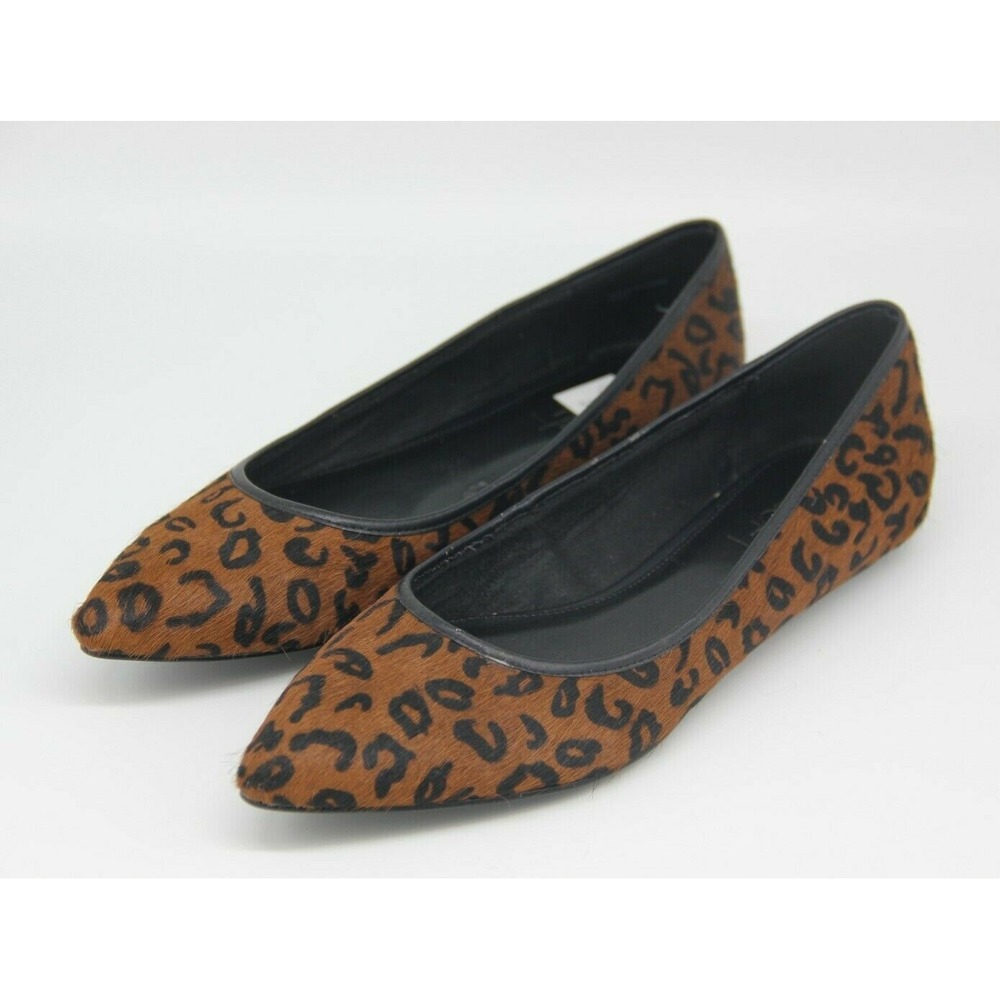 Ann Taylor Loft Point Toe Leopard Texture Print Flats Size 6.5 Brown Black